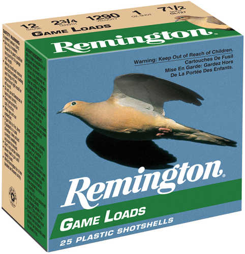 12 Gauge 2-3/4" Lead 7-1/2  1 oz 25 Rounds Remington Shotgun Ammunition