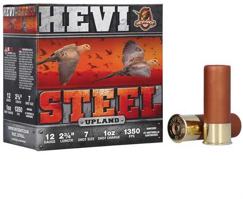 HEVI-Steel Upland 12 Gauge 2 3/4" #7 Shot 1 Oz 1350 fps 25 Rounds Shotgun Ammo