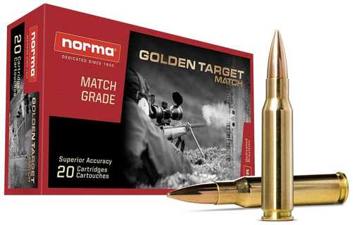 Norma Golden Target Match Rifle Ammunition .308 Winchester 168 Grain Boat Tail Hollow Point 2270 Fps 20 Rounds