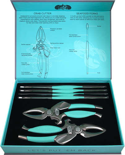 Toadfish Crab/Lobster Tool Set - 2 Shell Cutters &amp; 4 Seafood Forks