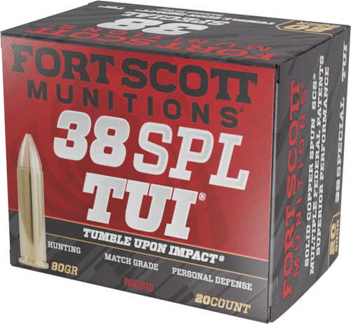 Fort Scott Munitions Pistol Ammo .38 Special 80 Grain Solid Copper Spun TUI Ammo 20 Rounds