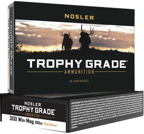 Nosler Trophy Grade Rifle Ammunition 300 Win. Mag. 180 gr. PT SP 20 rd. Model: 61056
