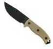 Ontario RAT-5 Fixed 5.0 in Black Blade Tan Micarta Handle