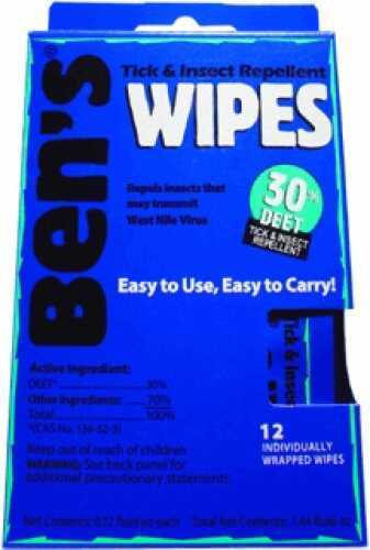 Ben's 00067085 30 Tick & Biting Insect Repel Wipes
