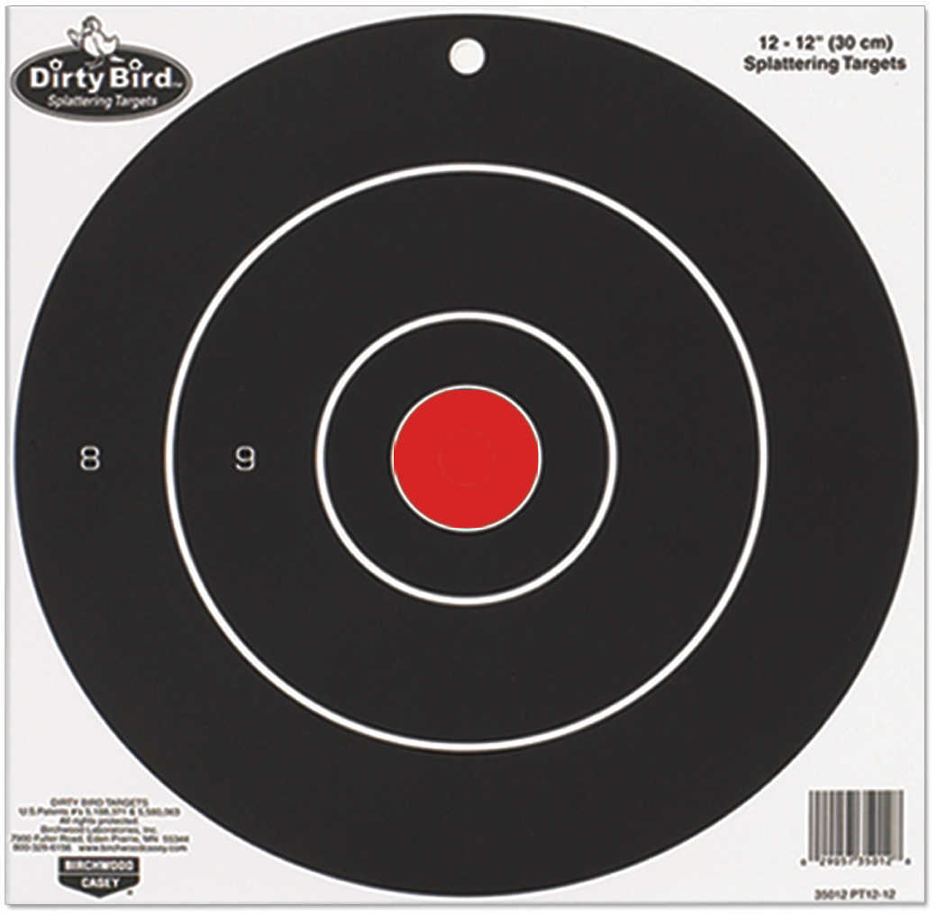 Birchwood Casey Dirty Bird Splattering Targets 8" Bull's-Eyes - 25 Sheet Pack Great For Longer Range Shooting - Spatter