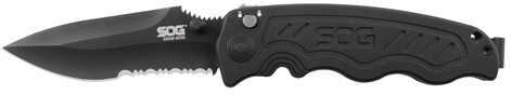 SOG Zoom Mini Partially Serrated Black TiNi Clip Point 3.15"