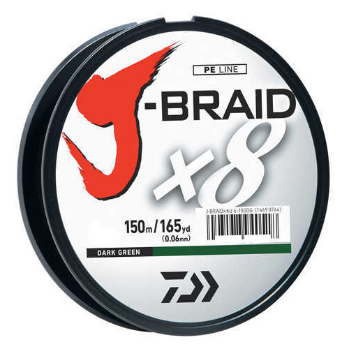 Daiwa J-braid 15lb/4lb Dia 165yds Dark Grn Model: Jb8u15-150dg