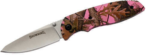 Browning Knife EDC Folding Hunter 2.62" Blade Pink Camo Aluminum