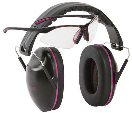 Allen Gamma Junior Earmuff & Glasses Combo Black/Orchi d Plastic NRR 23 Rated Anti-fog/Clear Lenses Adjustable Foldable 