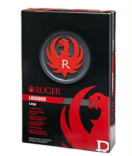 SnapSafe Ruger Lock Box Large 9.5" x 6.5" 1.75" Weighs lbs Black Finish Key 16 Gauge Steel Cable Included 7520