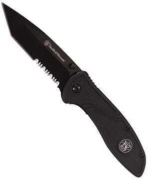 Smith & Wesson 1084310 Folder 3.5 in Black Combo Blade Polymer Handle