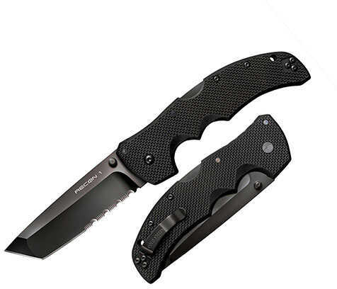 Cold Steel Cs-27BTH Recon 1 4" Folding Part Serrated DLC Coated American S35VN Blade/ Black Textured G10 Handle