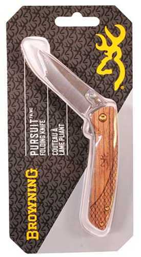 Browning 3220007 Everyday Carry Pursuit 2.5" 7Cr Stainless Steel Drop Point Checkered Zebrawood Scales