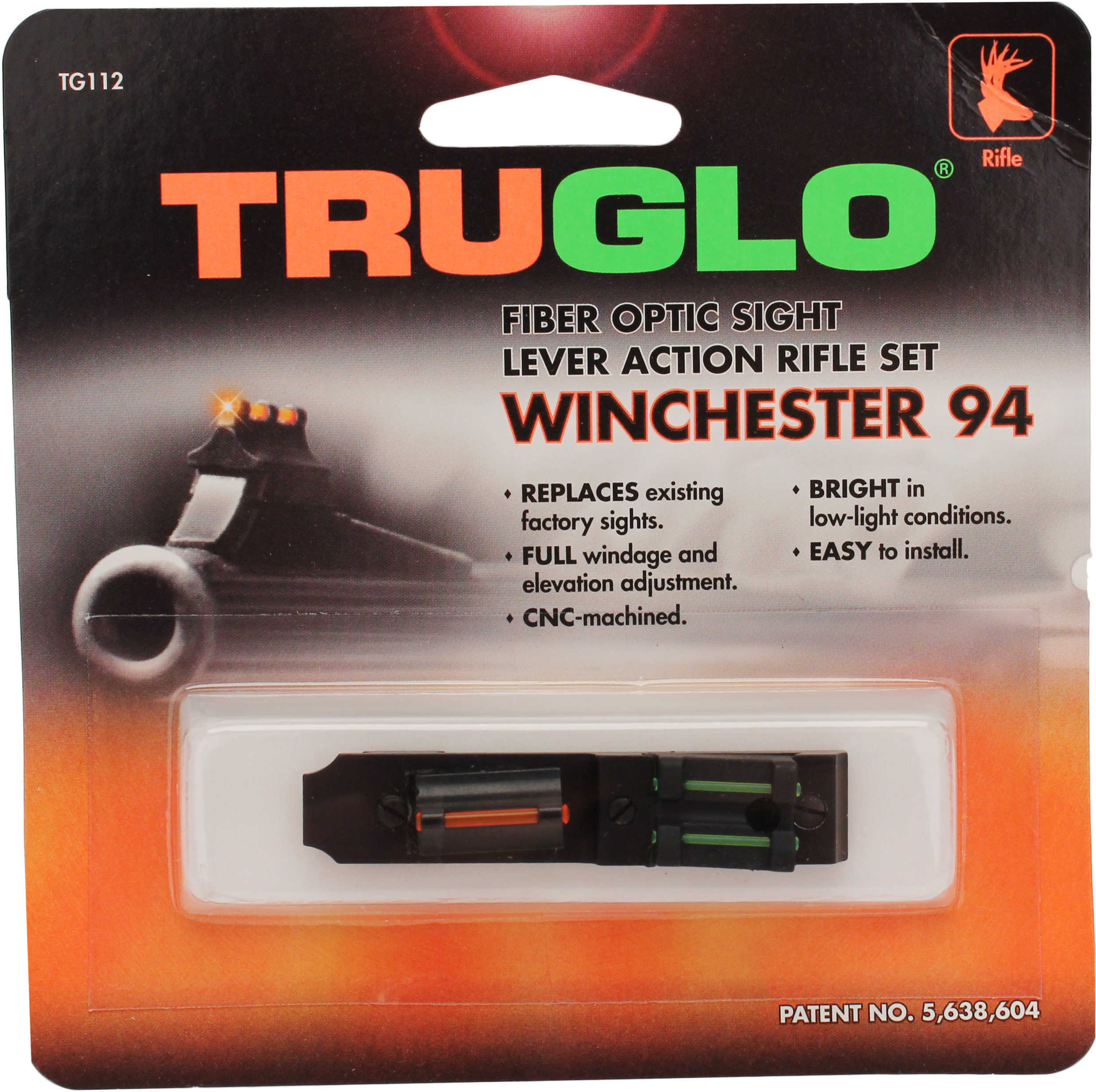 Truglo TG-TG112 Lever Action Rifle Set 3-Dot Red Front Green Rear W/Black Frame For Win 94 Henry Big Boy/Golden M