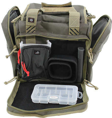 G*Outdoors GPS-1411MRBR Medium Range Bag With Lift Ports & 2 Ammo Dump Cups Rifle Green W/Khaki Trim