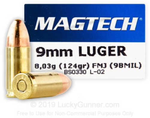 9mm luger ammo 124 grain metal jacket
