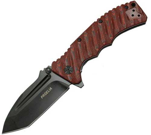 Proelia TX010 Folder 4in Black Tanto Blade Black/Red G-10