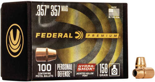 Federal Hydra-Shok Component 357 Mag .357 158 GR Jacketed Hollow Point 100 Box