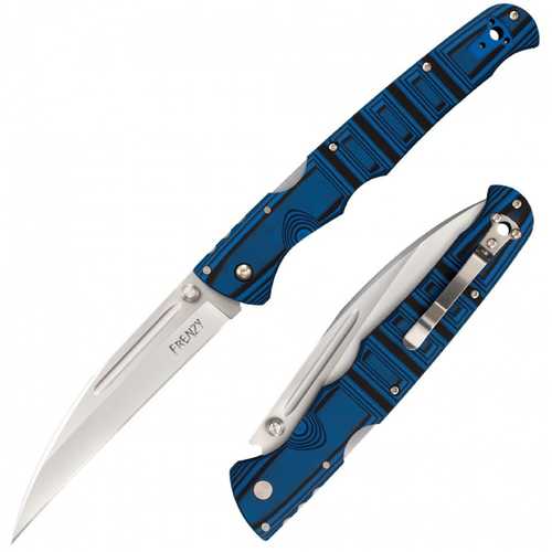 Cold Steel Frenzy II Folder 5.5 in Plain Blue G-10 Handle