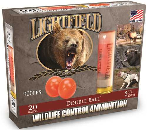 20 Gauge 2-3/4" Rubber 2 Ball  N/a 5 Rounds Lightfield Shotgun Ammunition