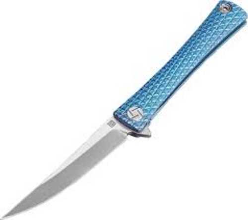 Artisan Waistline Folder 4.06in M390 Blade Blue Titanium Handle