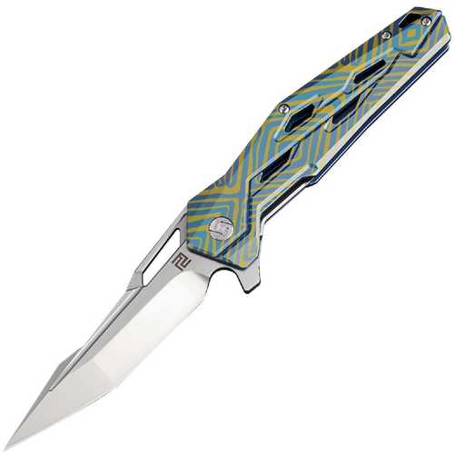 Artisan Bombardier Folder 3.54 in Fancy Blue Titanium S35VN