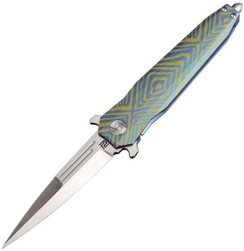 Artisan Hornet Folder 3.82 in Fancy Blue Titanium Handle S35VN