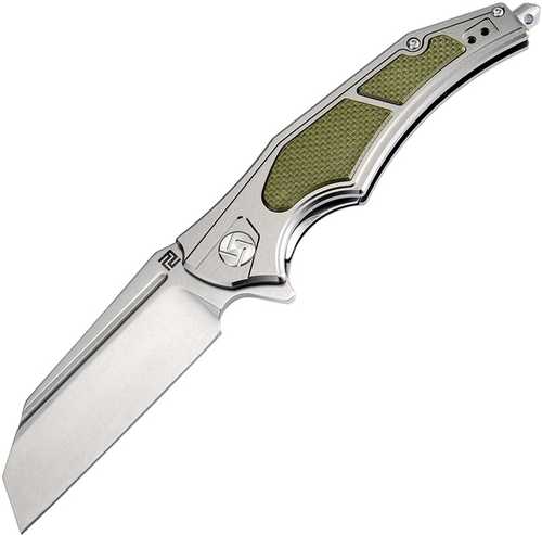 Artisan Apache Nomad Folder 3.82 in D2 Aluminum-Green G-10