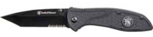 Smith & Wesson Knife Black Tanto 3.5" Part Serrated Blade With Pocket Clip