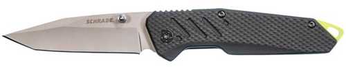 SCHRADE Knife Black Aluminum With Green Bead Blast 3" Tanto Blade