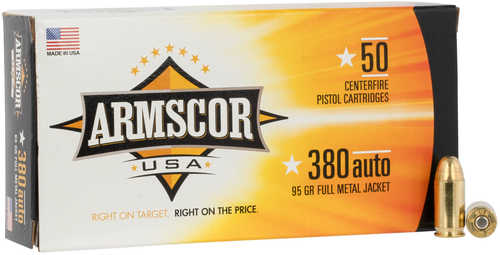 380 ACP 95 Grain Full Metal Jacket 50 Rounds Armscor Ammunition ...