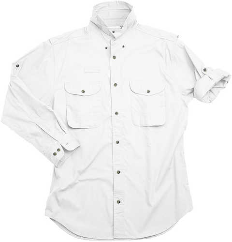 Long Sleeve White Poplin Fishing Shirt Size 2XL