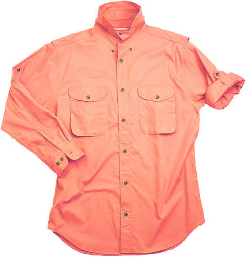 Long Sleeve Salmon Poplin Fishing Shirt Size Medium