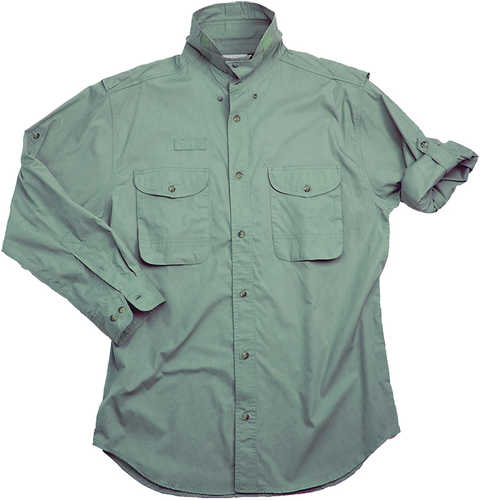 Long Sleeve Sage Poplin Fishing Shirt Size 4XL