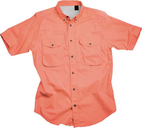 Short Sleeve Salmon Poplin Fishing Shirt Size Small