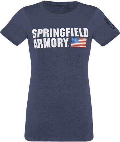 Springfield Armory GEP1661S Flag Logo Ladies T-Shirt Midnight Navy Small Short Sleeve