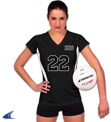 Champro Spike Ladies Volleyball Jersey Black White Medium