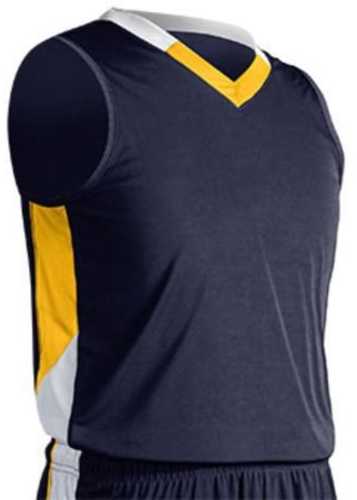 Champro Adult Rebel Basketball Jersey Navy Gold White Small