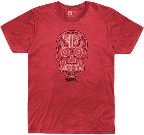 Magpul Sugar Skull Mens T-Shirt Red Heather Short Sleeve Medium