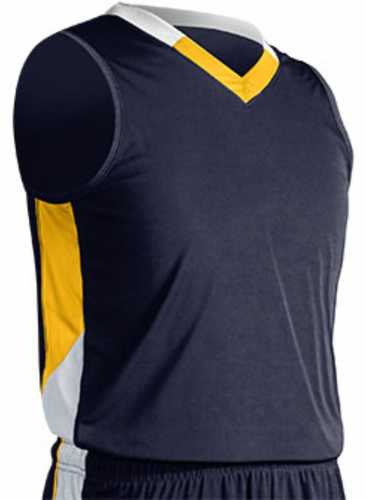 Champro Adult Rebel Basketball Jersey Navy Gold White Medium