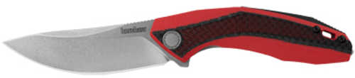 Kershaw Tumbler Silver Plain 3.25" Stonewashed D2 Black Red 4038rd