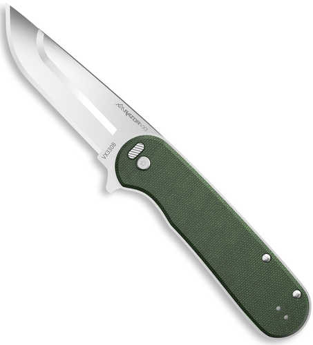 Outdoor Edge VX330B Razor VX3 EDC 3" Folding Drop Point Plain Satin 420J2 SS Blade, Green Micarta Handle