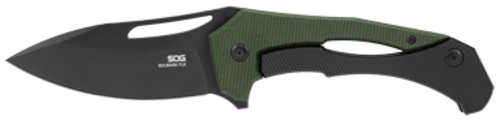 SOG Knives & Tools Bulwark FL Folding Knife 3" Drop Point Straight Edge Micarta Handle Olive Drab Green PVD Finish D2 Co