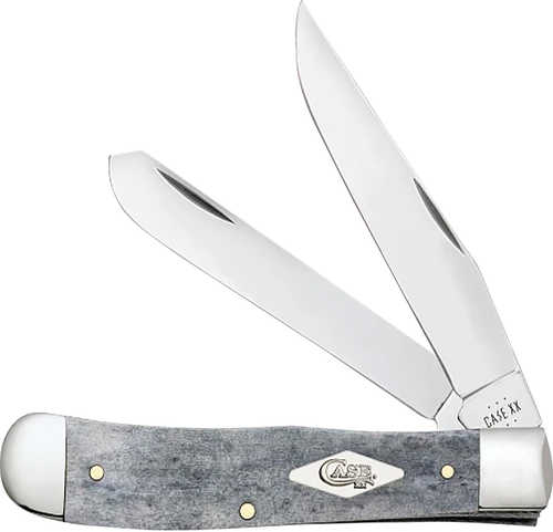 Case 34206 Jack Medium Folding Clip Point/Pen Plain Mirror Polished Tru-Sharp SS Blade/ Smooth Gray Bone Handle