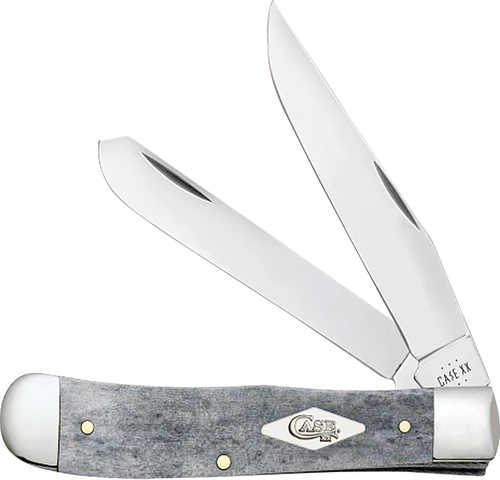 Case 34203 Stockman Large Folding Clip Point/Sheepsfoot/Spey Plain Mirror Polished Tru-Sharp SS Blade/ Smooth Gray Bone 