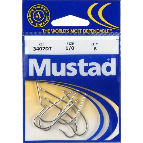 Mustad Poly Bag Hooks Tin O'Shaughnessy 10/Ctn