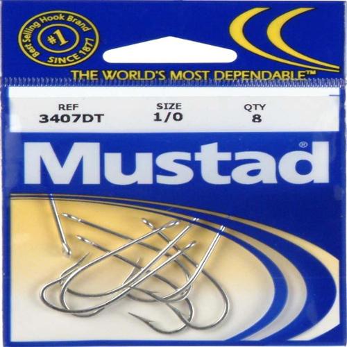 Mustad Poly Bag Hooks Tin O'Shaughnessy 10/Ctn