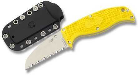 Spyderco Enuff Sheepfoot 2.75" H1 Serrated Fixed Blade Knife, Yellow Md: FB31SYL