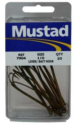 Mustad Double Live Bait Hooks 10 Per Pack Size 1/0