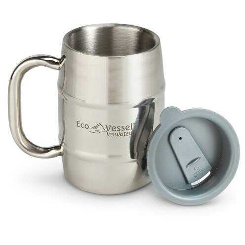 Eco Vessel Double Barrel Insulated Mug w/Lid Silver Express